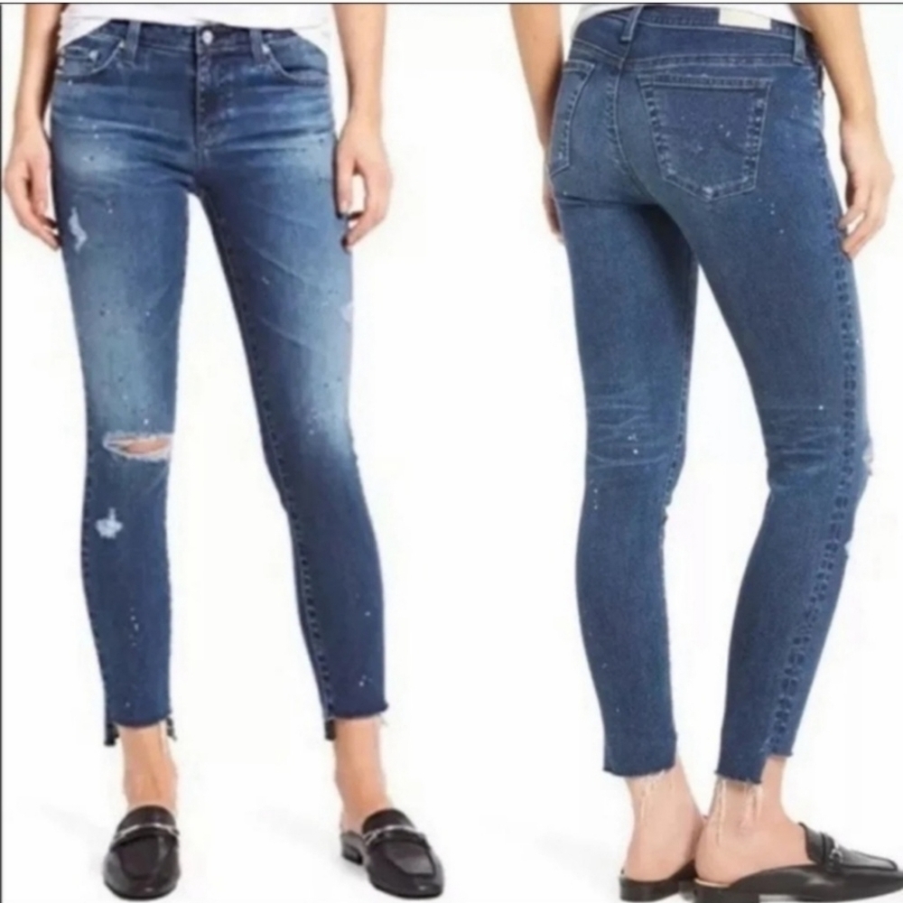 AG ADRIANO GOLDSCHMIED LEGGING ANKLE WITH STEP FRAY HEM SZ 27R